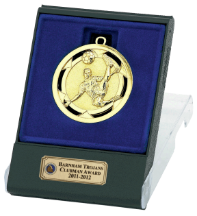 Gold Volley Football Medal In Flip Top Box
