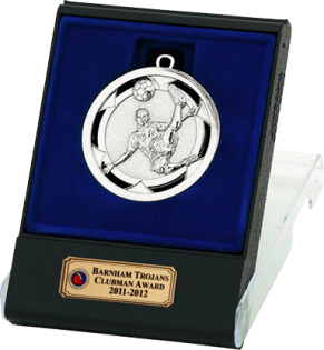 Silver Volley Football Medal In Flip Top Box
